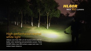 Fenix HL60R - Lanternă Frontală Reîncărcabilă - 950 Lumeni - 116 Metri - Negru